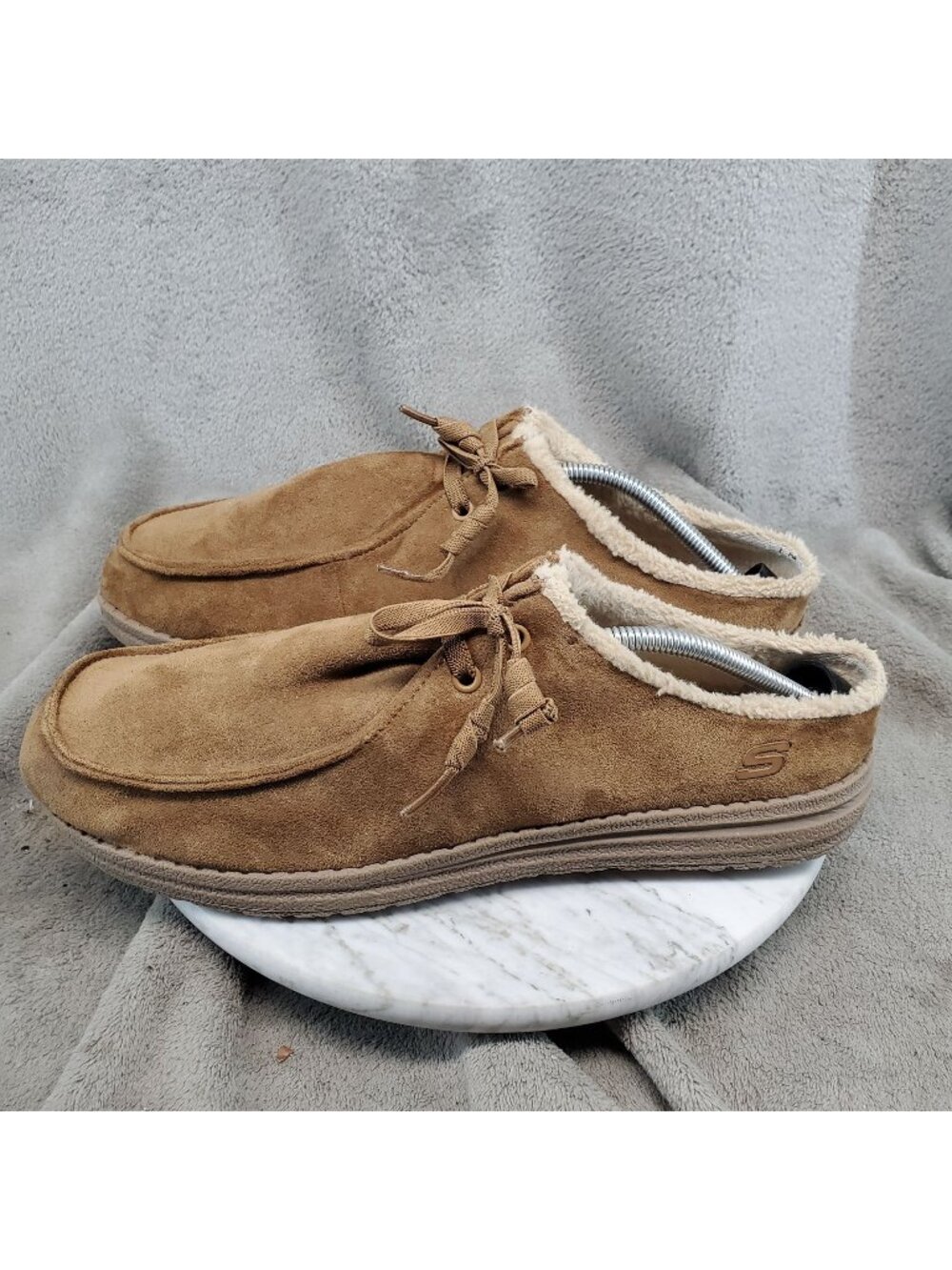 Skechers Shoes Mens Size 11 Tan Faux Suede Melson Mozley Slipper Clog